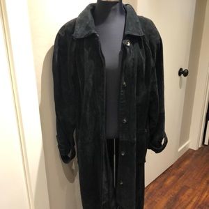 Ann Taylor vintage 80s heavy suede long coat Med